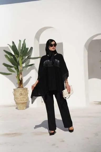 مانتو پانچ شانتون ریشه دوزی