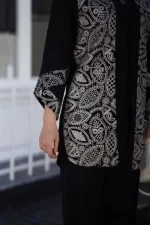 کت بلند شانتون خامه دوزی و نگین دوزی