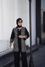 کت بلند شانتون خامه دوزی و نگین دوزی