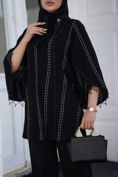 مانتو کرپ منجوق و پولک دوزی