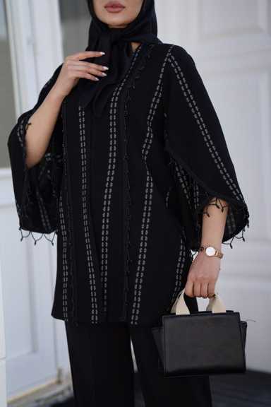 مانتو کرپ منجوق و پولک دوزی