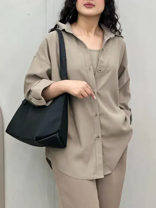 شومیز زنانه وارداتی کتان سیلک ریزشی | دوخت تضمینی و بدون آبرفت - Image 3