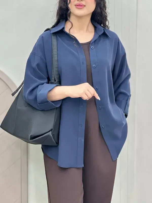 شومیز زنانه وارداتی کتان سیلک ریزشی | دوخت تضمینی و بدون آبرفت - Image 5