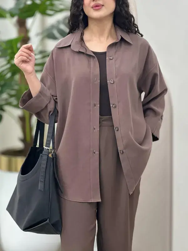 شومیز زنانه وارداتی کتان سیلک ریزشی | دوخت تضمینی و بدون آبرفت - Image 7