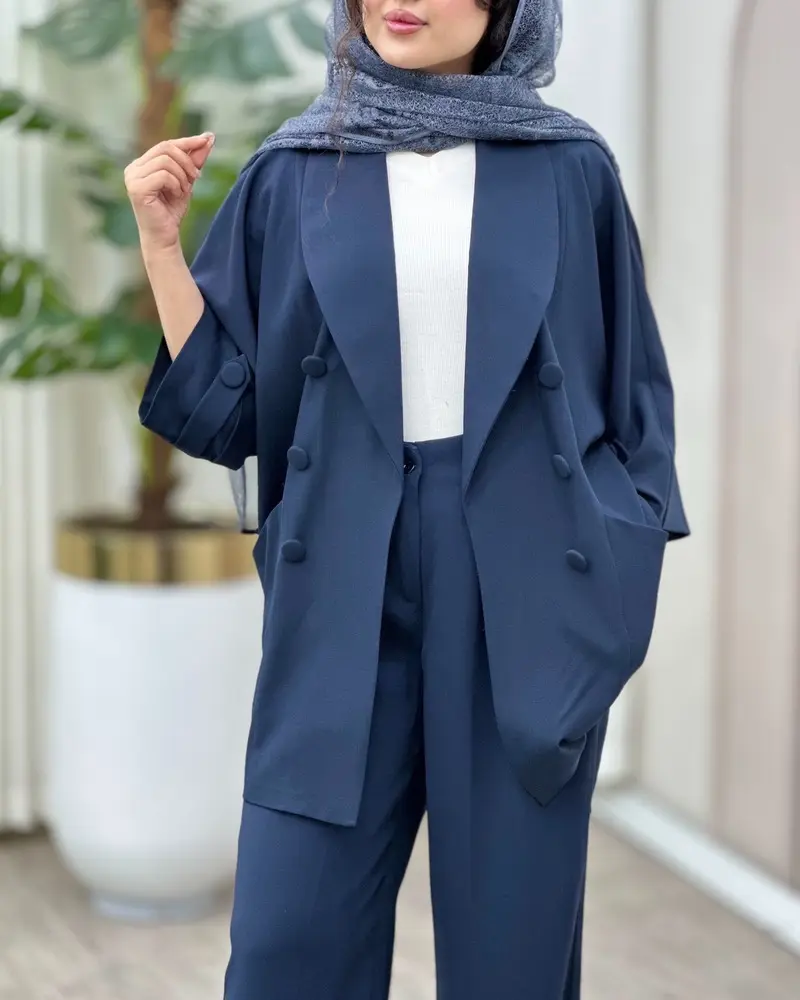 کت زنانه یقه آرشال شش دکمه کرپ هرمس