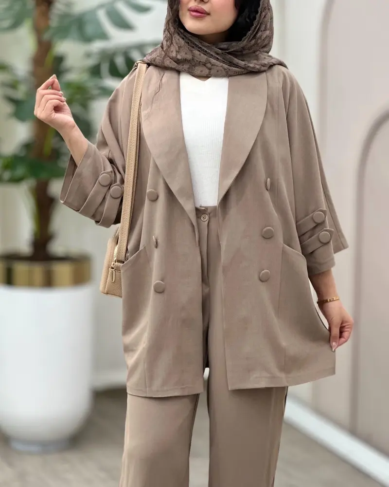 کت یقه آرشال آستین بند و دکمه دار