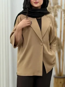 کت تک دکمه ریزشی کرم تیره