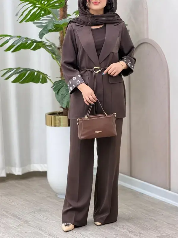 کت و شلوار لویی ویتون LV زنانه از کرپ مورگان پاییزی