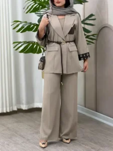کت و شلوار لویی ویتون LV زنانه از کرپ مورگان پاییزی